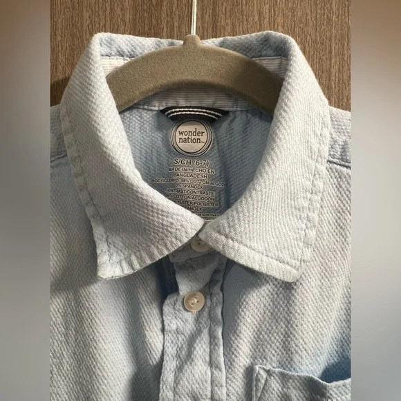 Wonder Nation Little Boys Long Sleeve Button Down Size Small (6-7) Blue - Picture 3 of 3